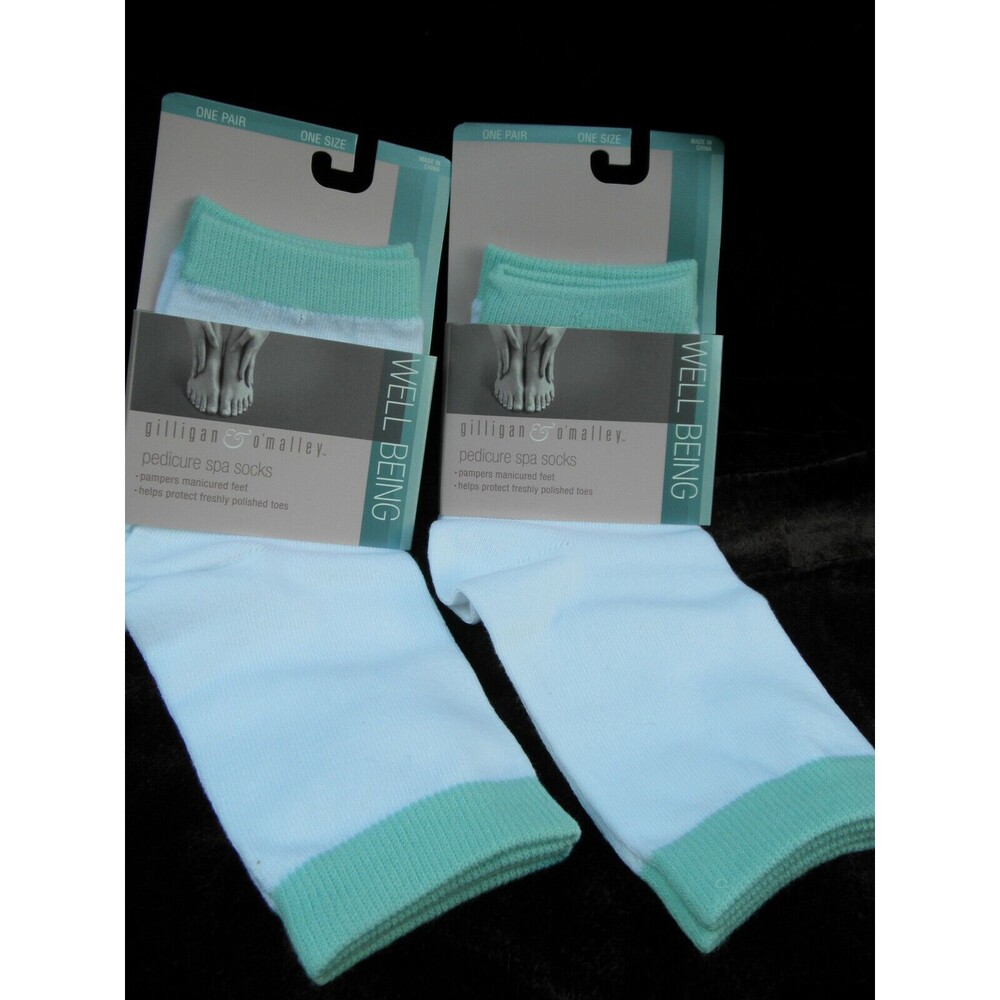 NEW (2 PAIRS) GILLIGAN O'MALLEY PEDICURE SPA TOE-LESS SOCKS FITS SHOE SIZE 4-10
